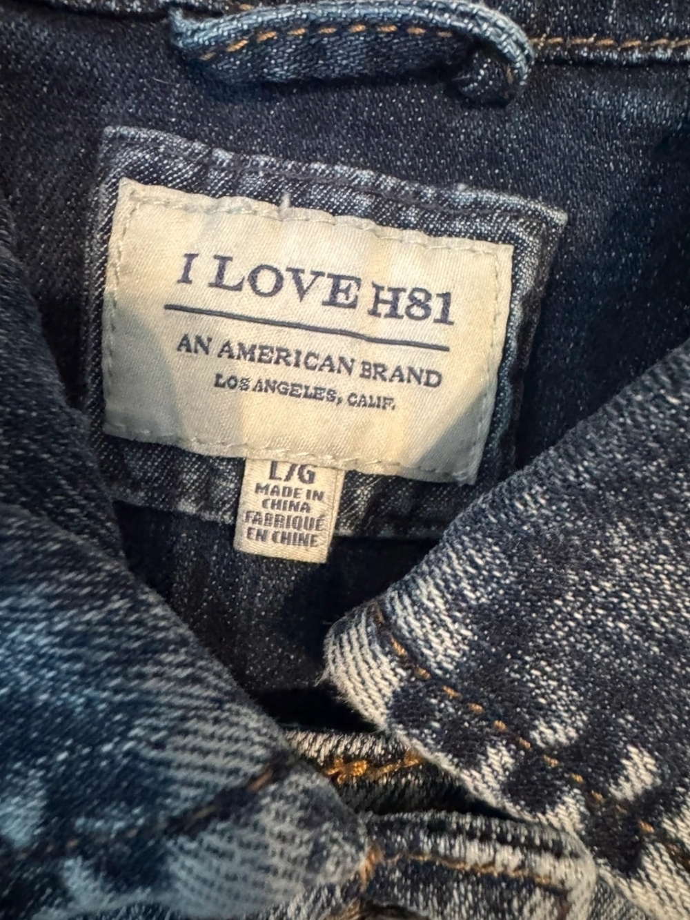 I Love H81 Acid Wash Denim Jean Jacket Size Large American Brand Size Large - Picture 2 of 5